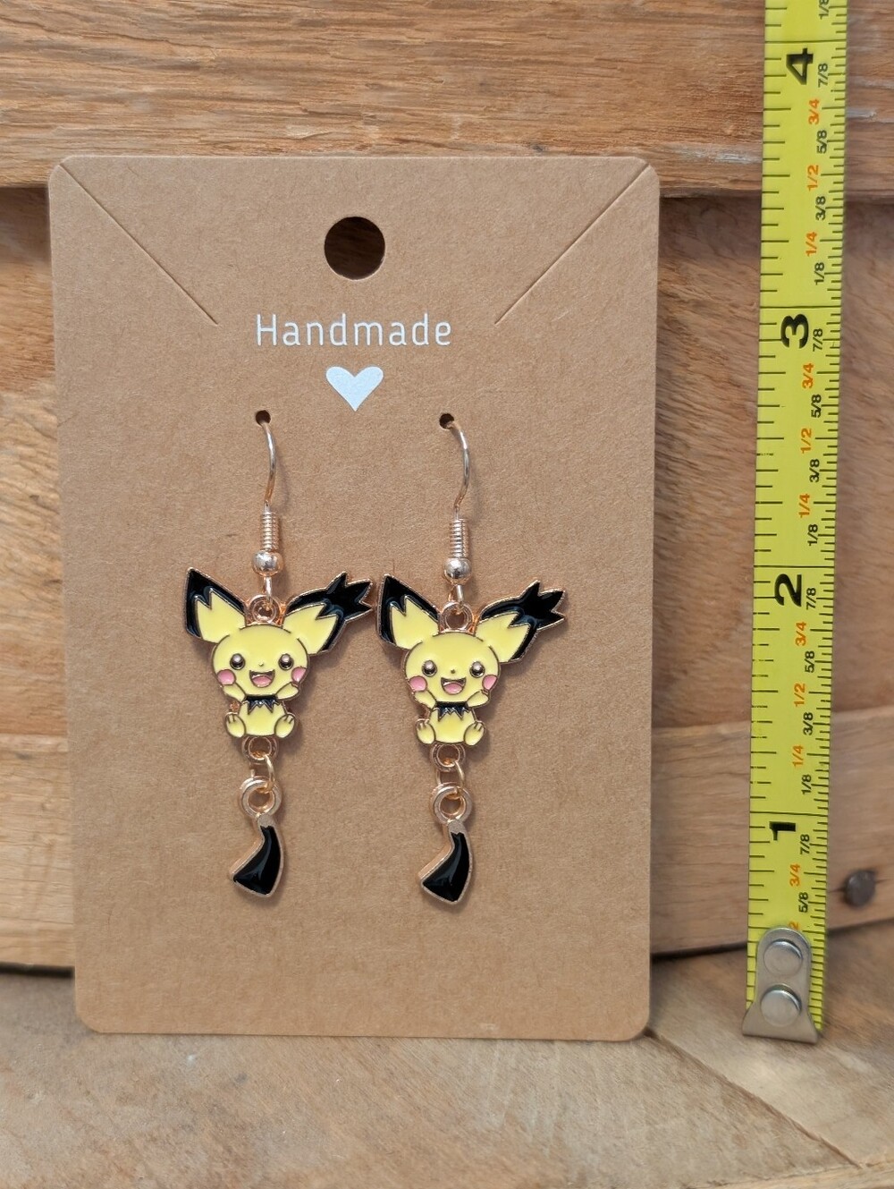 Anime Pokemon Pichu Enamel Metal Earrings NEW